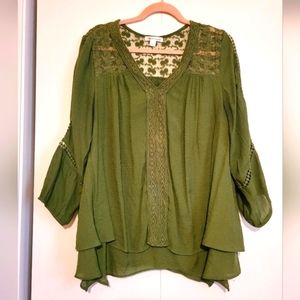 Flowy Green Lace Blouse